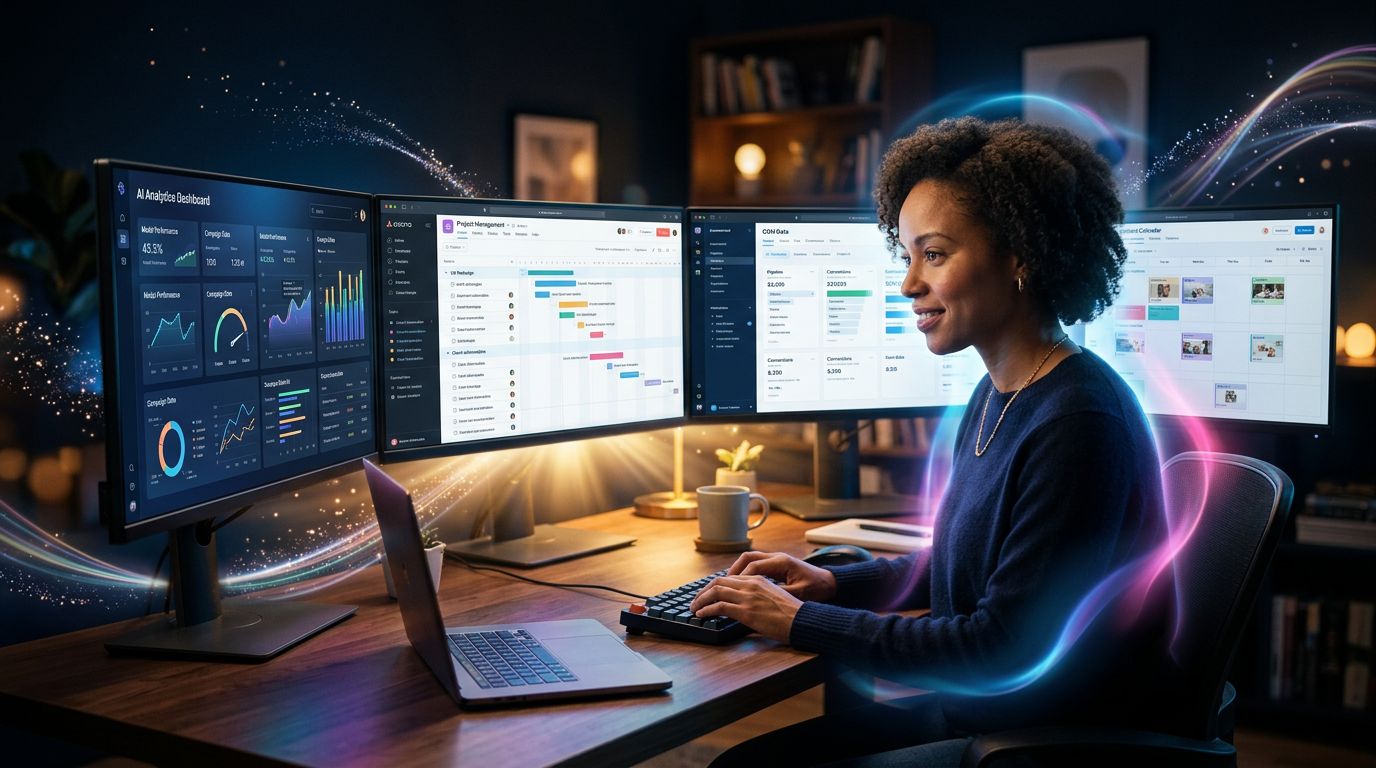 Freelance utilisant une stack IA intégrée avec mémoire persistante et automatisations avancées