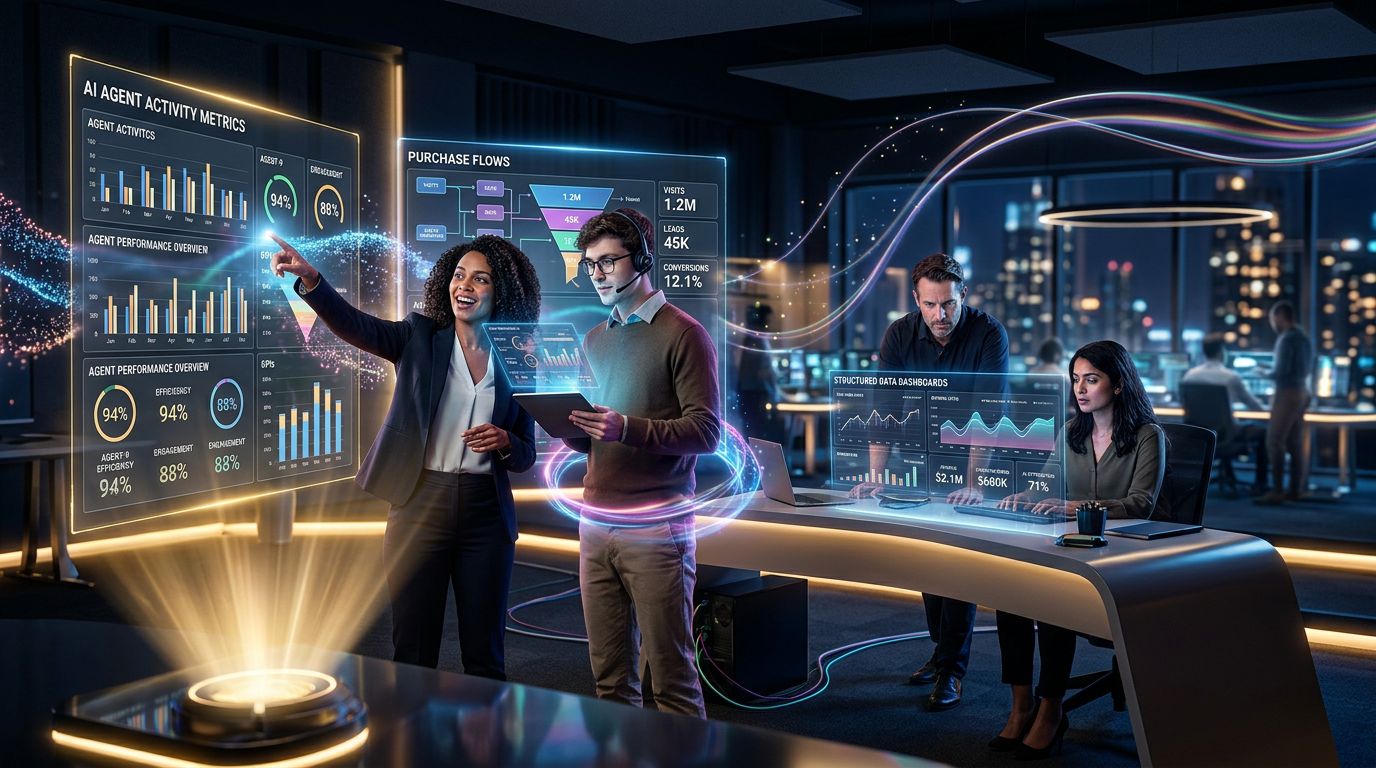 A marketing team monitoring transactions completed by autonomous AI agents