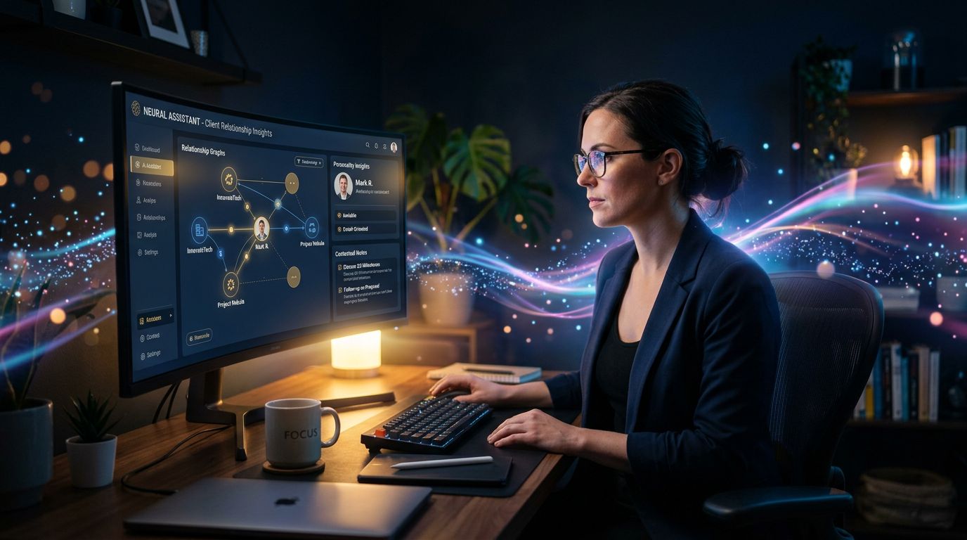 Comparison between a traditional CRM with empty fields and an AI assistant with enriched contextual memory