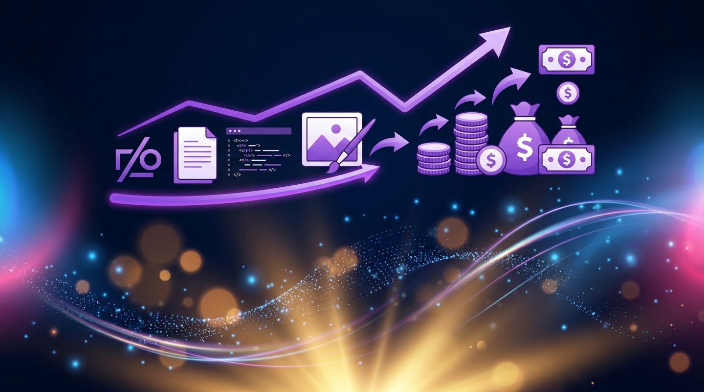 Chart showing the transformation of creative assets into revenue streams for freelancers