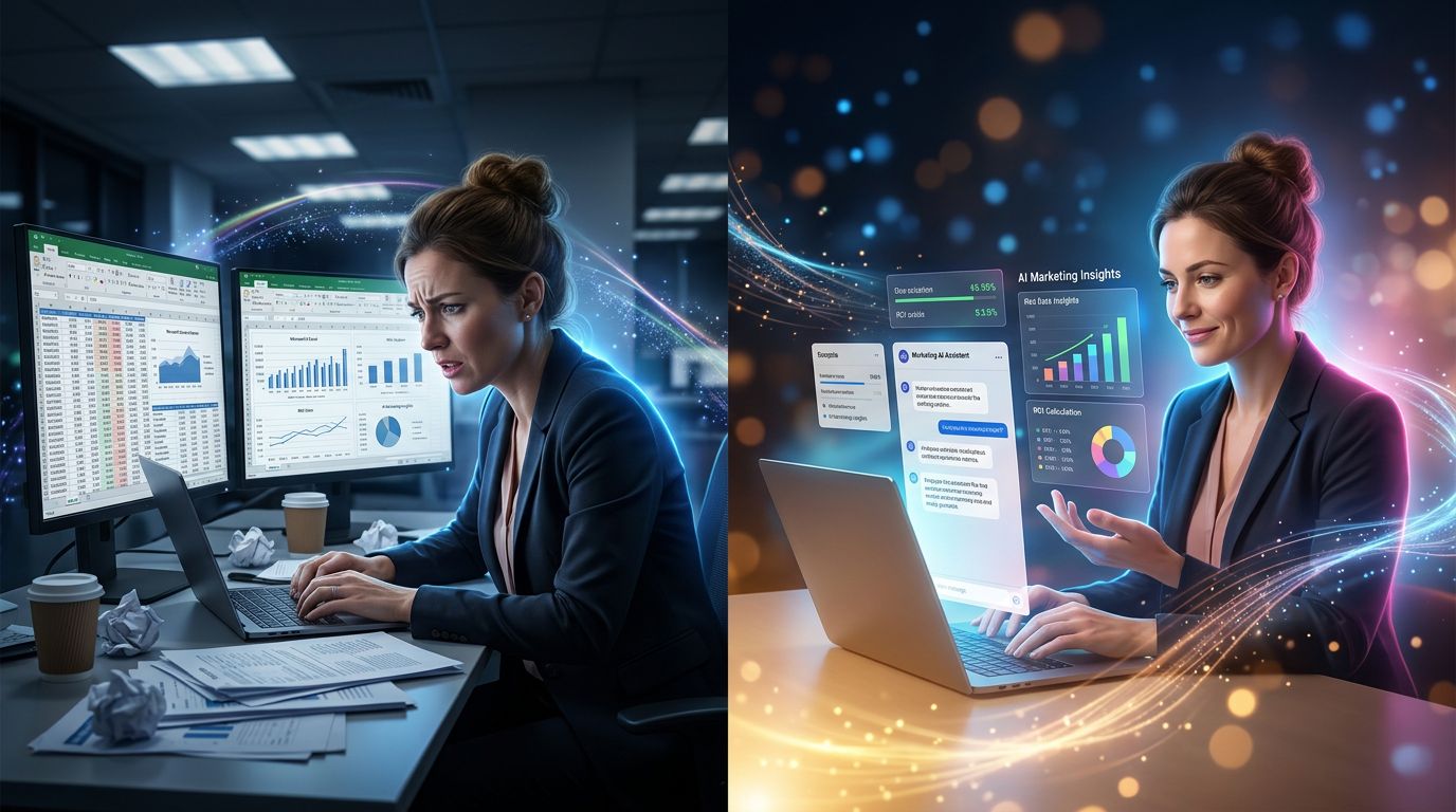 Comparison between traditional marketing analysis and AI-assisted analysis