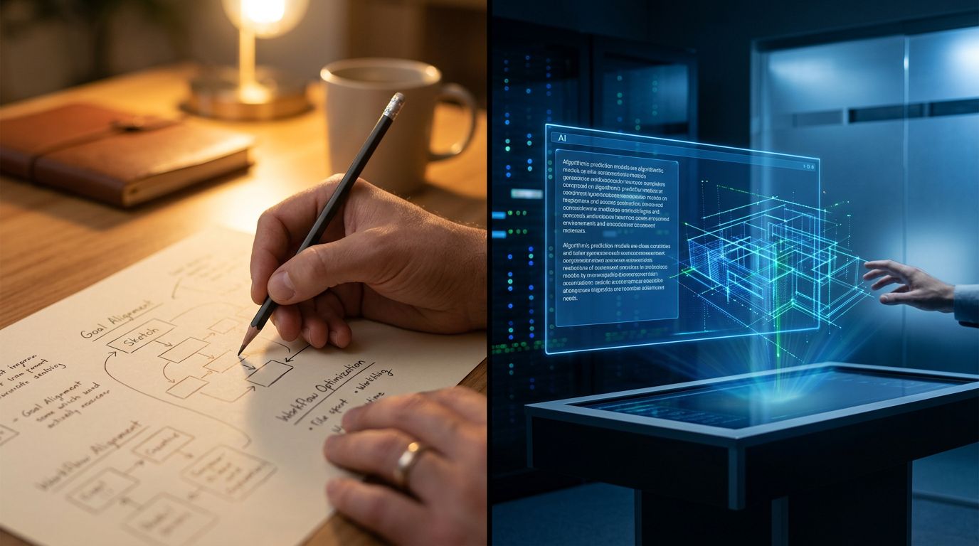 Contrast between strategic human creativity and automated generation by artificial intelligence