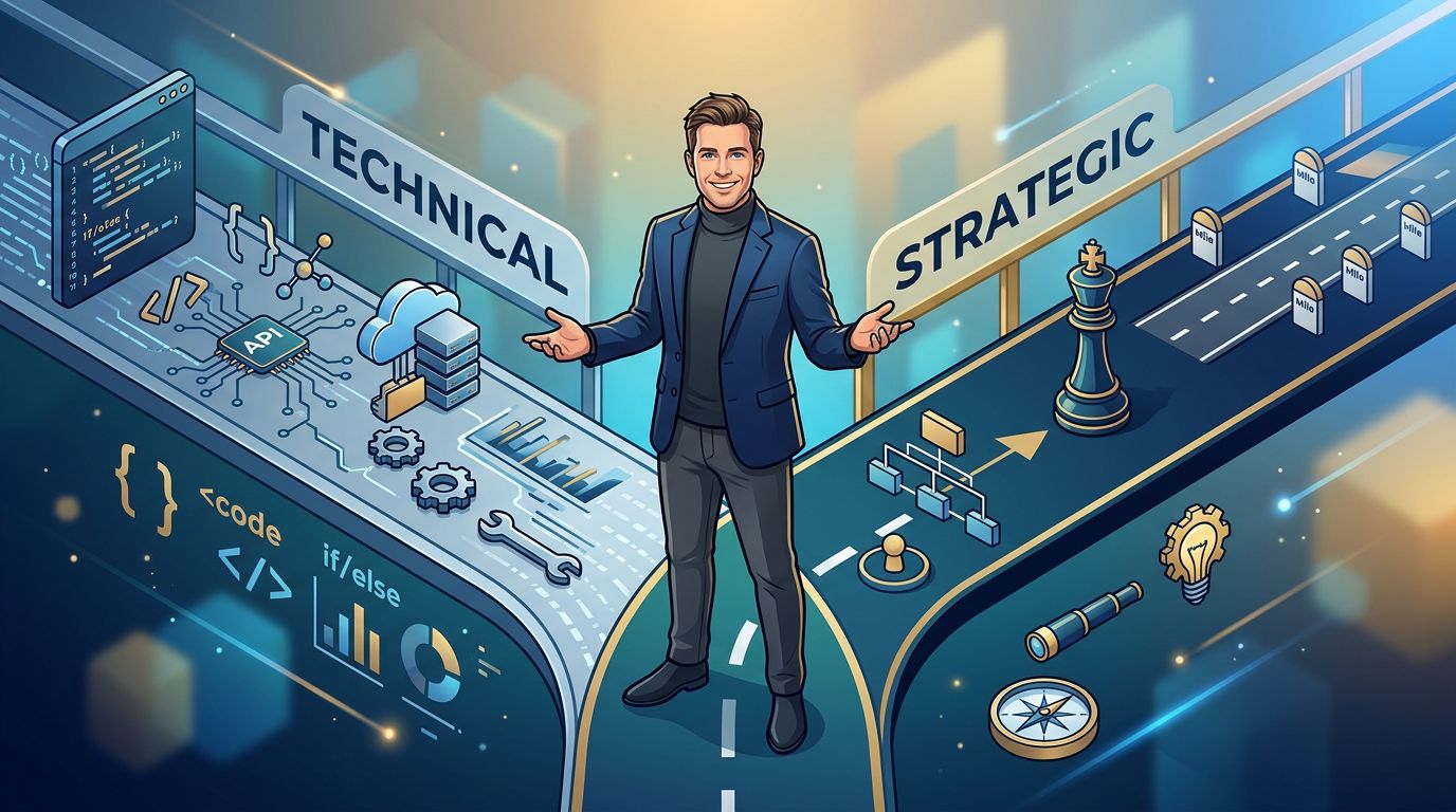 Un consultant freelance à l'intersection de la technique et de la stratégie IA, maîtrisant les deux dimensions