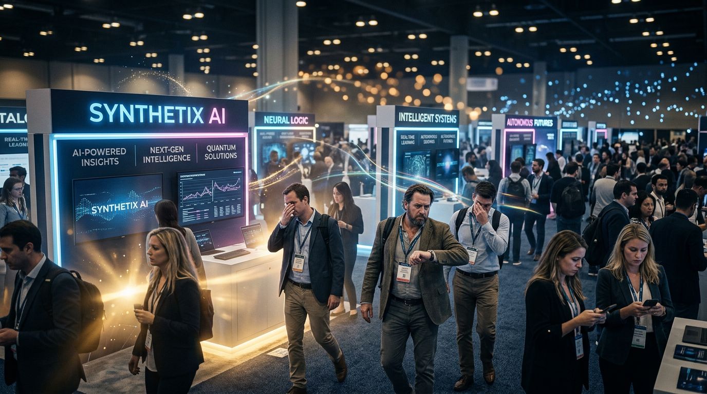 VivaTech 2026 tech show with AI booths everywhere and visibly exhausted entrepreneurs